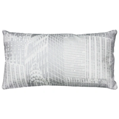 Rizzy Home 11" X 21" Geometrical Design Down Filled Pillow In White