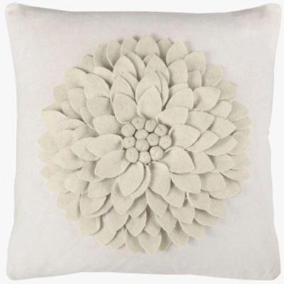 Rizzy Home 18" X 18" 3-d Floral Down Filled Pillow In White