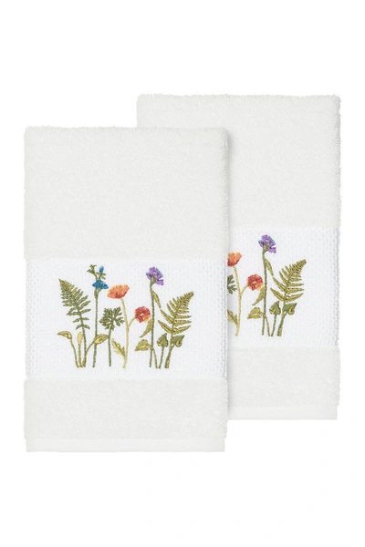 Linum Home Serenity 2-pc. Embellished Hand Towel Set Bedding In White