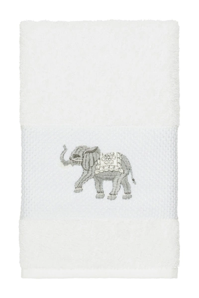 Linum Home Quinn Embroidered Turkish Cotton Hand Towel Bedding In White