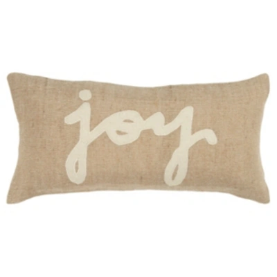 Rizzy Home Typography Decorative Pillow Cover, 11" X 21" In Natural