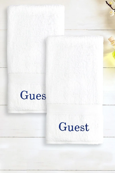 Linum Home 100% Turkish Cotton "guest" 2-pc. Hand Towel Set Bedding In Navy