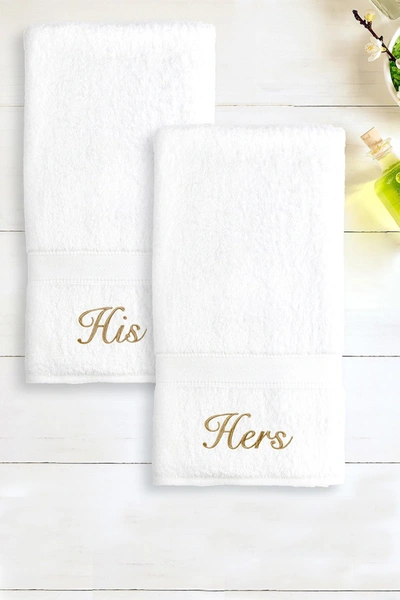 Linum Home 100% Turkish Cotton "his" And "hers" 2-pc. Hand Towel Set Bedding In Gold