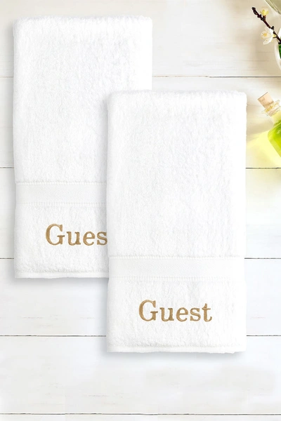 Linum Home 100% Turkish Cotton "guest" 2-pc. Hand Towel Set Bedding In Gold