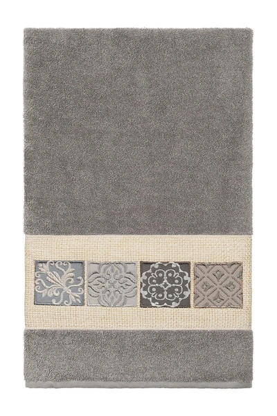 Linum Home 100% Turkish Cotton Vivian Embellished Bath Towel Bedding In Dark Gray