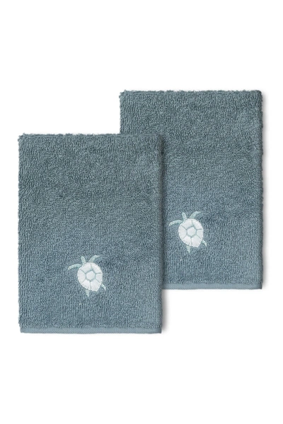 Linum Home 100% Turkish Cotton Ava 2-pc. Embellished Washcloth Set Bedding In Teal
