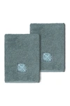 Linum Home 100% Turkish Cotton Vivian 2-pc. Embellished Washcloth Set Bedding In Teal