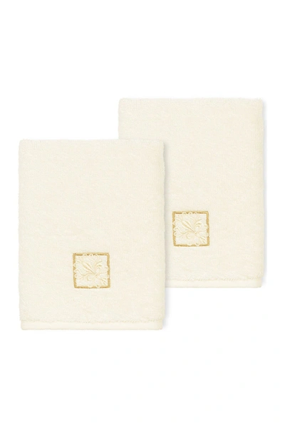 Linum Home 100% Turkish Cotton Vivian 2-pc. Embellished Washcloth Set Bedding In Cream