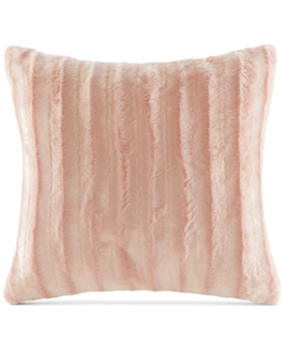 Madison Park Duke Ribbed Faux-fur Decorative Pillow, 20" X 20" In Blush