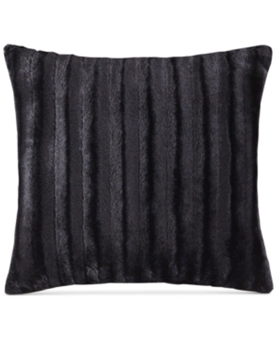 Madison Park Duke Ribbed Faux-fur Decorative Pillow, 20" X 20" In Black