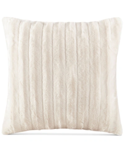 Madison Park Duke Ribbed Faux-fur Decorative Pillow, 20" X 20" In Ivory