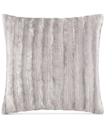 Madison Park Duke Ribbed Faux-fur Decorative Pillow, 20" X 20" In Gray
