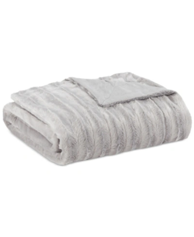 Madison Park Duke Ribbed Faux-fur Throw, 50" X 60" In Gray