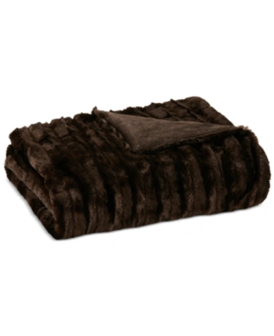 Madison Park Duke Ribbed Faux-fur Throw, 50" X 60" In Black