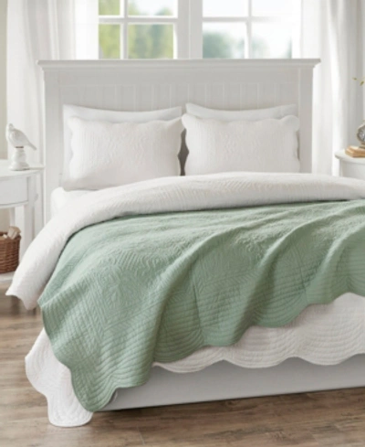 Madison Park Tuscany Scalloped-edge Throw, 60" X 72" In Seafoam