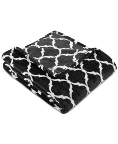 Madison Park Geometric Plush Throw, 60" X 70" In Black