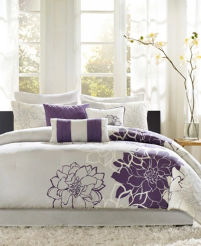 Madison Park Lola Cotton 7-pc. King Comforter Set Bedding In Purple