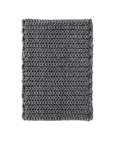 Madison Park Lasso Yarn-dyed Cotton Chenille Bath Rug, 17" X 24" Bedding In Charcoal