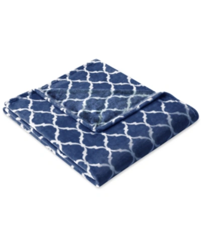 Madison Park Geometric Plush Throw, 60" X 70" In Indigo