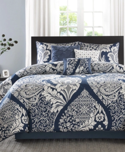 Madison Park Vienna Cotton 7-pc. Queen Comforter Set Bedding In Indigo