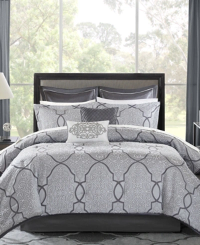 Madison Park Lavine 12-pc. King Comforter Set Bedding In Silver