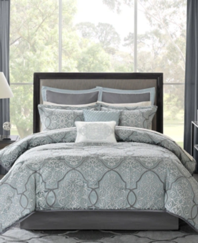 Madison Park Lavine 12-pc. Queen Comforter Set Bedding In Blue