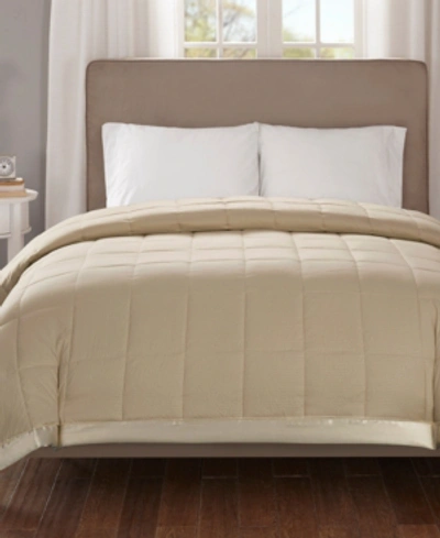 Madison Park Cambria Oversized Down Alternative Blanket With Satin Trim, Full/queen In Taupe