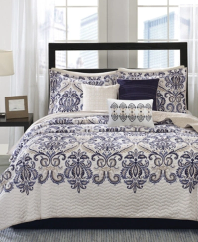 Madison Park Cali Quilted 6-pc. Quilt Set, Full/queen In Blue