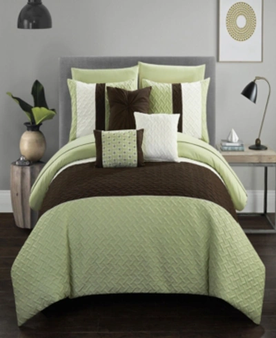 Chic Home Osnat 10 Piece Queen Bed In A Bag Comforter Set Bedding In Green