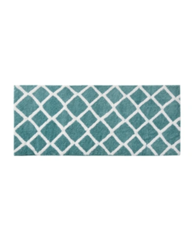 Madison Park Bittman Tufted Reversible Microfiber Bath Rug, 24" X 60" In Aqua