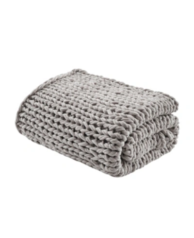 Madison Park Chunky-knit Handmade Throw, 50" X 60" In Grey