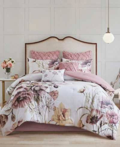 Madison Park Cassandra California King 8-pc. Cotton Printed Comforter Set Bedding In Blush