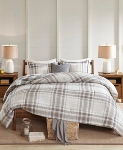 Madison Park Sheffield King/california King 4-pc. Cotton Printed Reversible Comforter Set Bedding In Grey