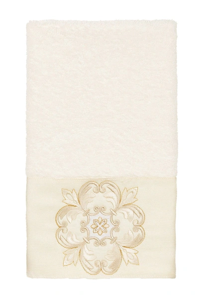 Linum Home 100% Turkish Cotton Alyssa Embellished Hand Towel Bedding In Cream