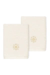Linum Home 100% Turkish Cotton Alyssa 2-pc. Embellished Washcloth Set Bedding In Cream