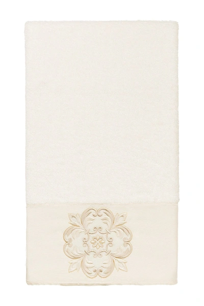 Linum Home 100% Turkish Cotton Alyssa Embellished Bath Towel Bedding In Cream