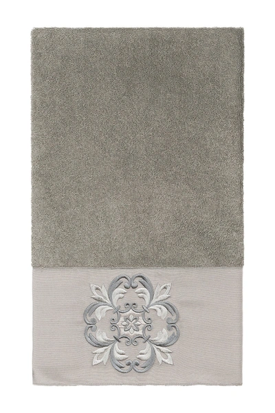 Linum Home 100% Turkish Cotton Alyssa Embellished Bath Towel Bedding In Dark Gray