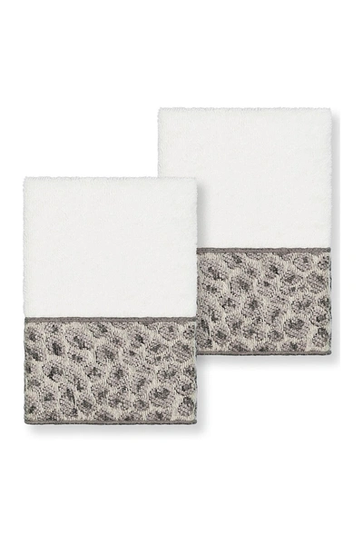 Linum Home Spots 2 Piece Washcloth Set Bedding In White