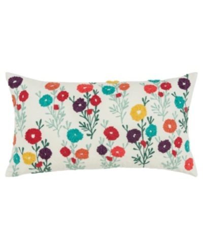 Rizzy Home Floral Polyester Filled Decorative Pillow, 14" X 26" In Aqua