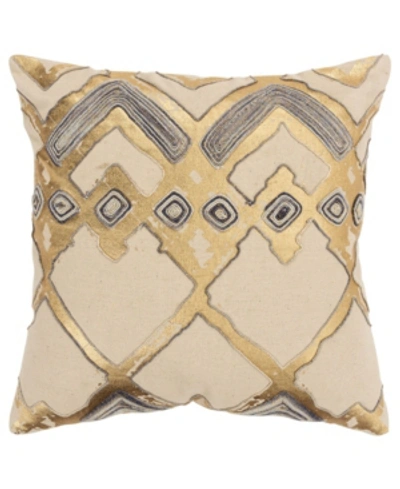 Rizzy Home Geometric Polyester Filled Decorative Pillow, 20" X 20" In Gold-tone