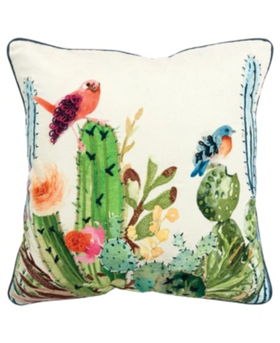 Rizzy Home Floral Polyester Filled Decorative Pillow, 20" X 20" In Green