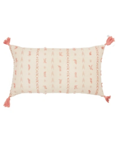 Rizzy Home Geometric Polyester Filled Decorative Pillow, 14" X 26" In Blush