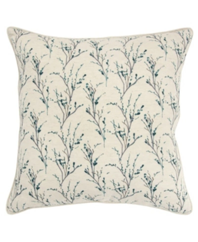 Rizzy Home Floral Polyester Filled Decorative Pillow, 20" X 20" In Teal