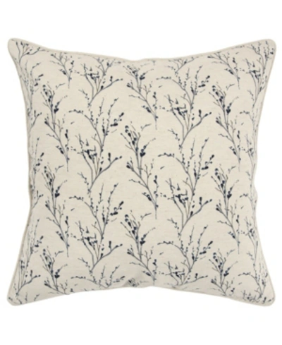 Rizzy Home Floral Polyester Filled Decorative Pillow, 20" X 20" In Navy