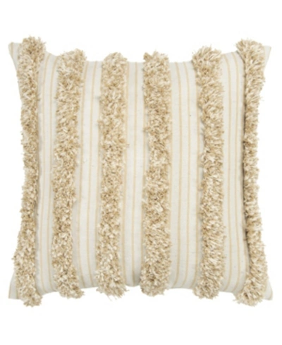 Rizzy Home Stripes Polyester Filled Decorative Pillow, 20" X 20" In Beige