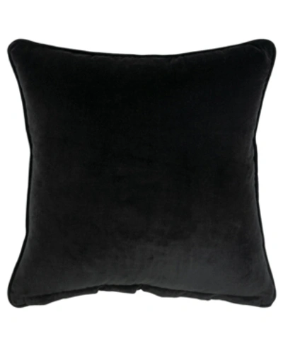 Rizzy Home Velour Solid Polyester Filled Decorative Pillow, 20" X 20" In Black