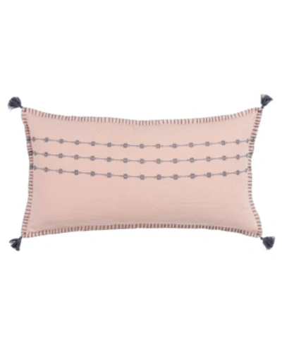 Rizzy Home Stripes Polyester Filled Decorative Pillow, 14" X 26" In Blush