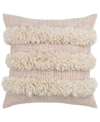 Rizzy Home Stripes Polyester Filled Decorative Pillow, 20" X 20" In Blush