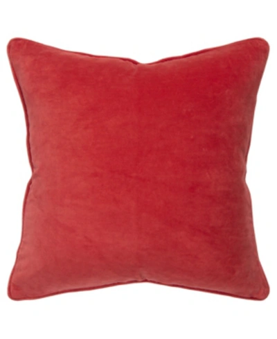 Rizzy Home Velour Solid Polyester Filled Decorative Pillow, 20" X 20" In Coral