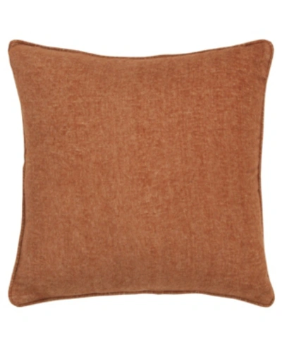 Rizzy Home Solid Polyester Filled Decorative Pillow, 20" X 20" In Rust